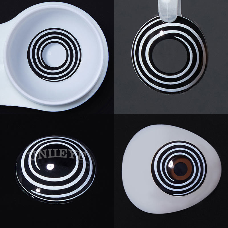 Uniieye Black White Spiral Prescription Cosplay Colored Contact Lenses-UNIIEYE