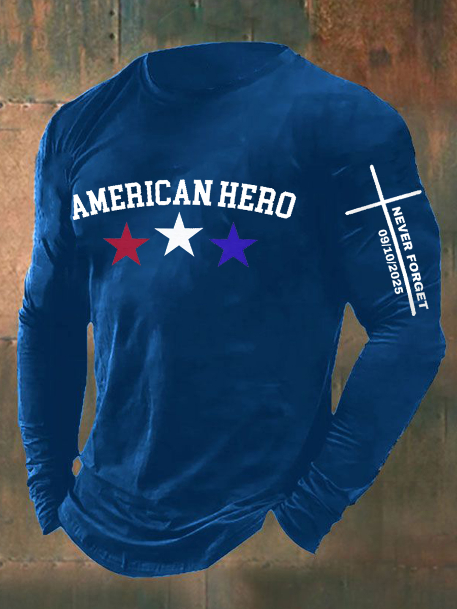 Men's RIP American Hero We Never Forget Long Sleeve T-shirt-America250
