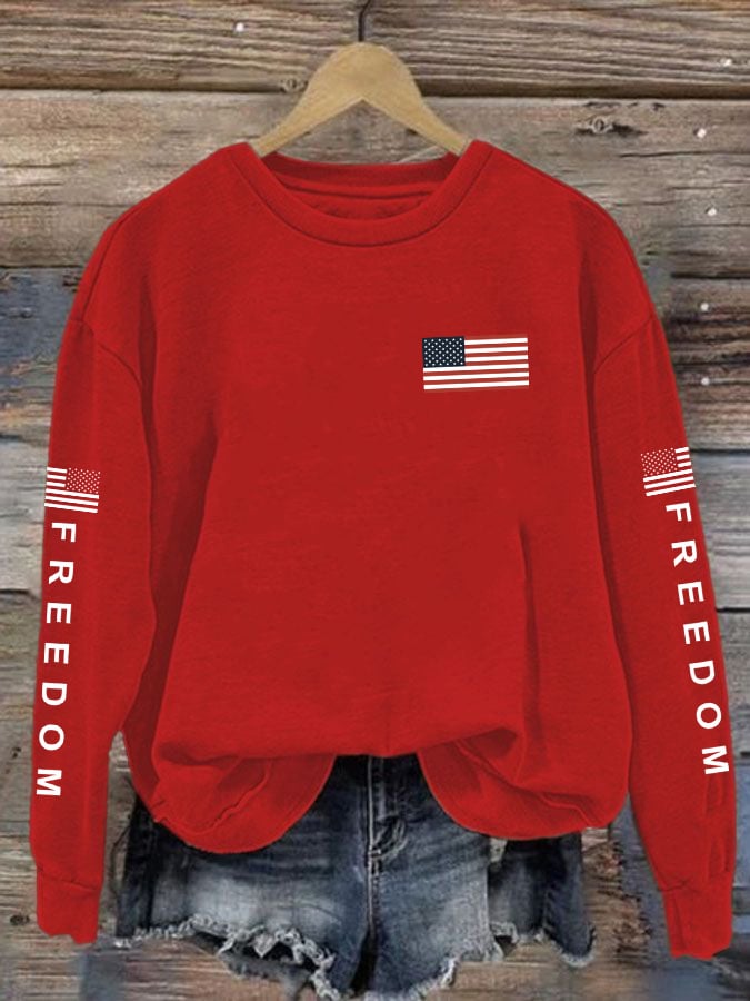 Women's Freedom American Flag Print Sweatshirt-America250