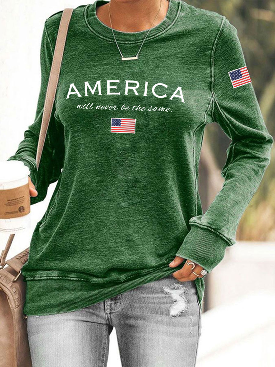 Women's American Will Never Be The Same Printed Casual Sweatshirt-America250