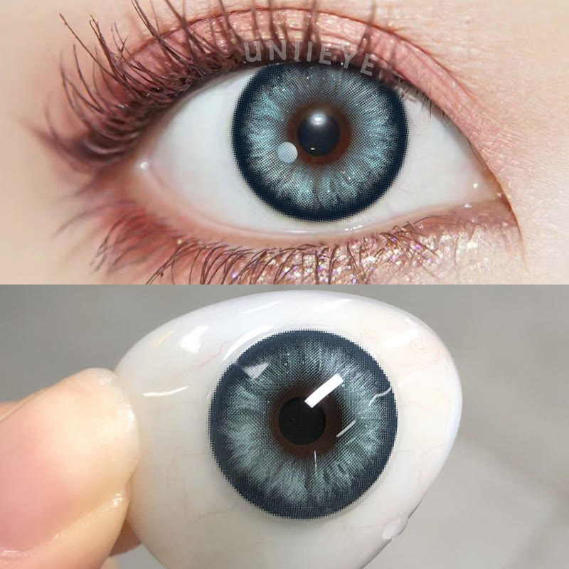 Uniieye Pearlescent Blue Prescription Men Colored Contact Lenses