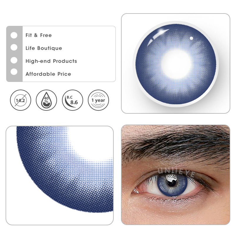 Uniieye Dolly Blue Prescription Men Colored Contact Lenses