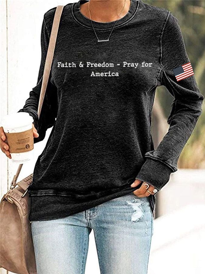 Women's Faith&Freedom Pray for America Print Sweatshirt-America250