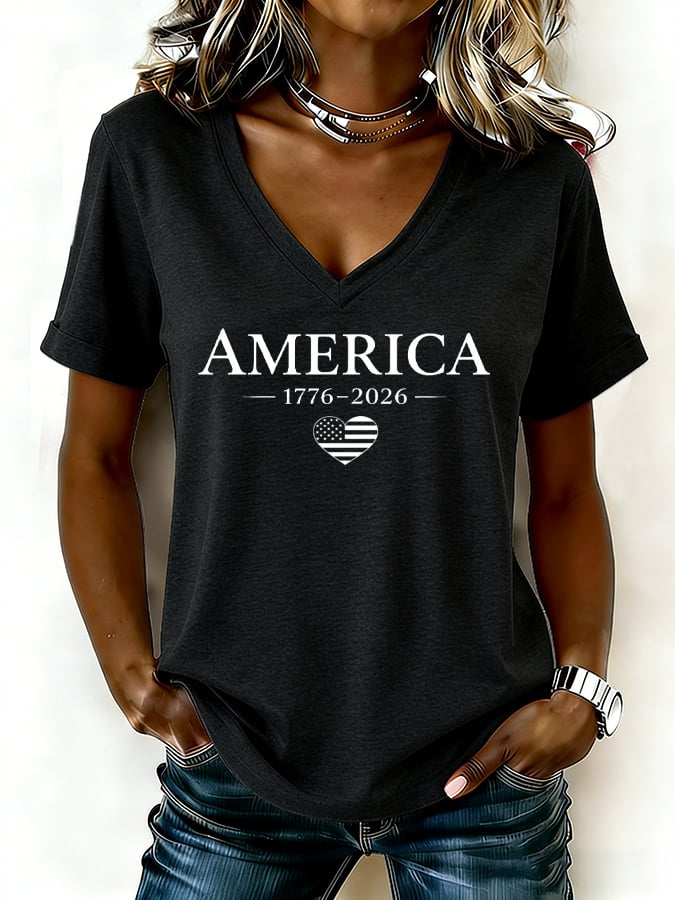 Women's casual retro American 250th anniversary T-shirt-America250
