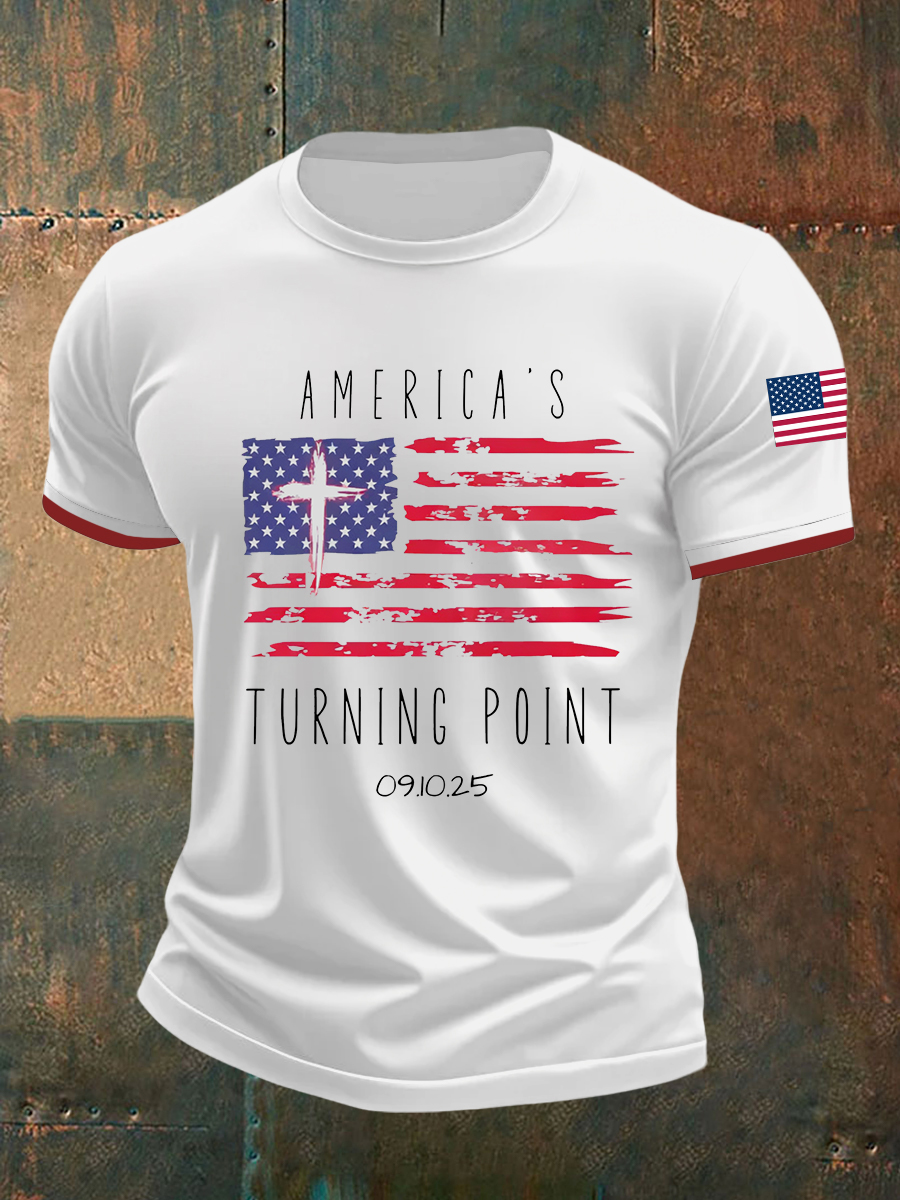 Men's TP Flag Cross Short Sleeves T-shirt-America250