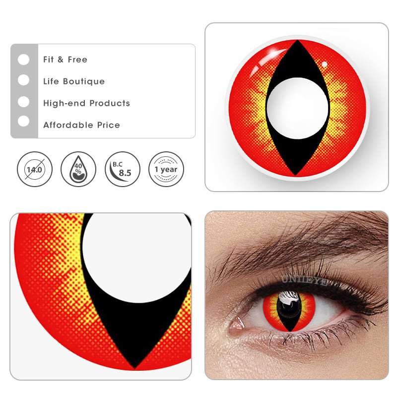 Uniieye Cat Eye Reddish Brown Cosplay Colored Contact Lenses-UNIIEYE