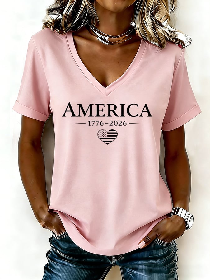 Women's casual retro American 250th anniversary T-shirt-America250