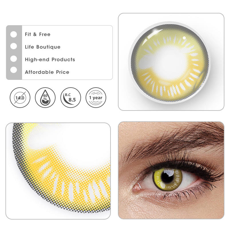 Uniieye Anime Tear Yellow Prescription Cosplay Colored Contact Lenses-UNIIEYE