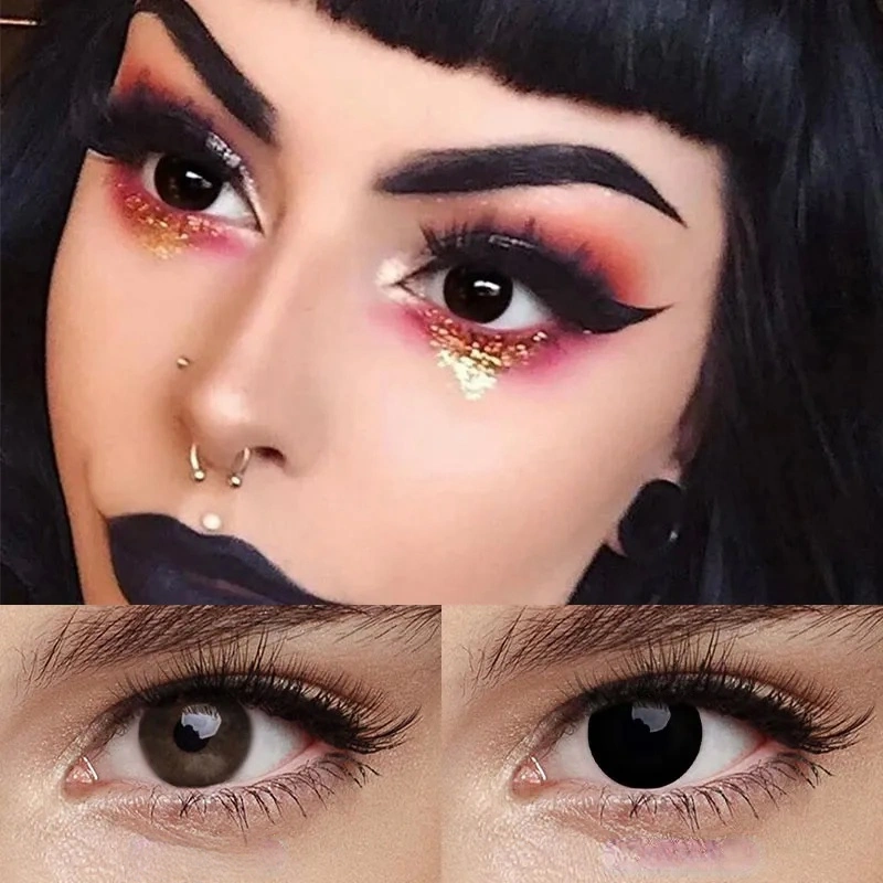 Uniieye Blind Black Mini Sclera Prescription Cosplay Colored Contact Lenses