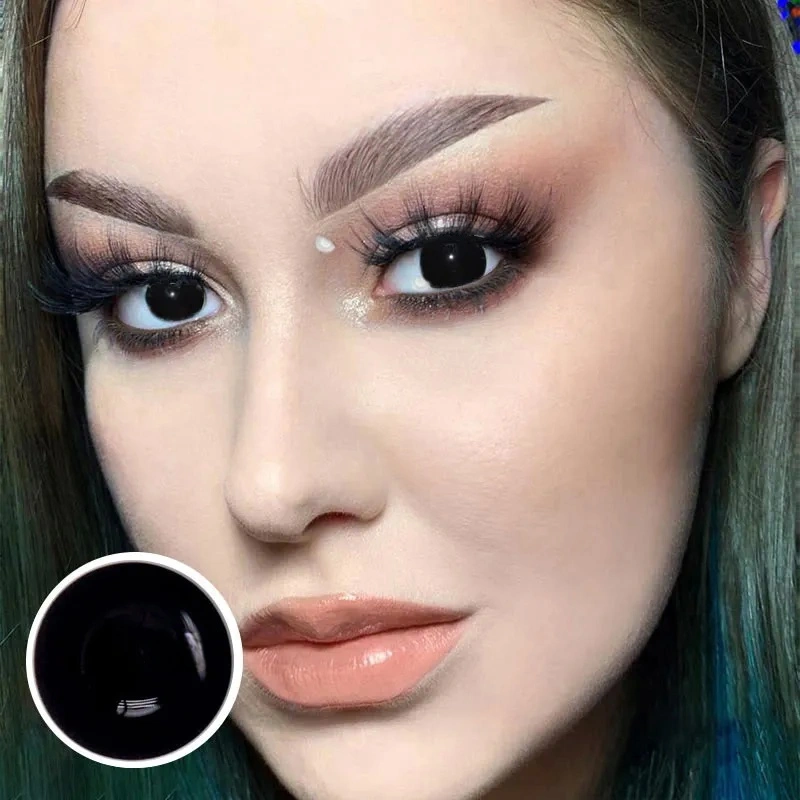 Uniieye Blind Black Mini Sclera Prescription Cosplay Colored Contact Lenses