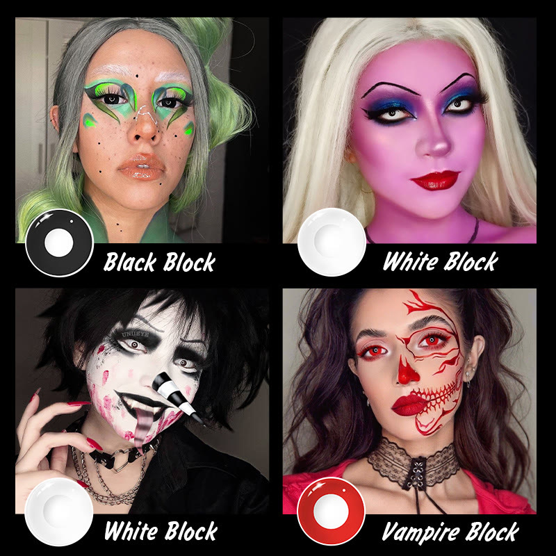 Uniieye Black Block Prescription Cosplay Colored Contact Lenses-UNIIEYE
