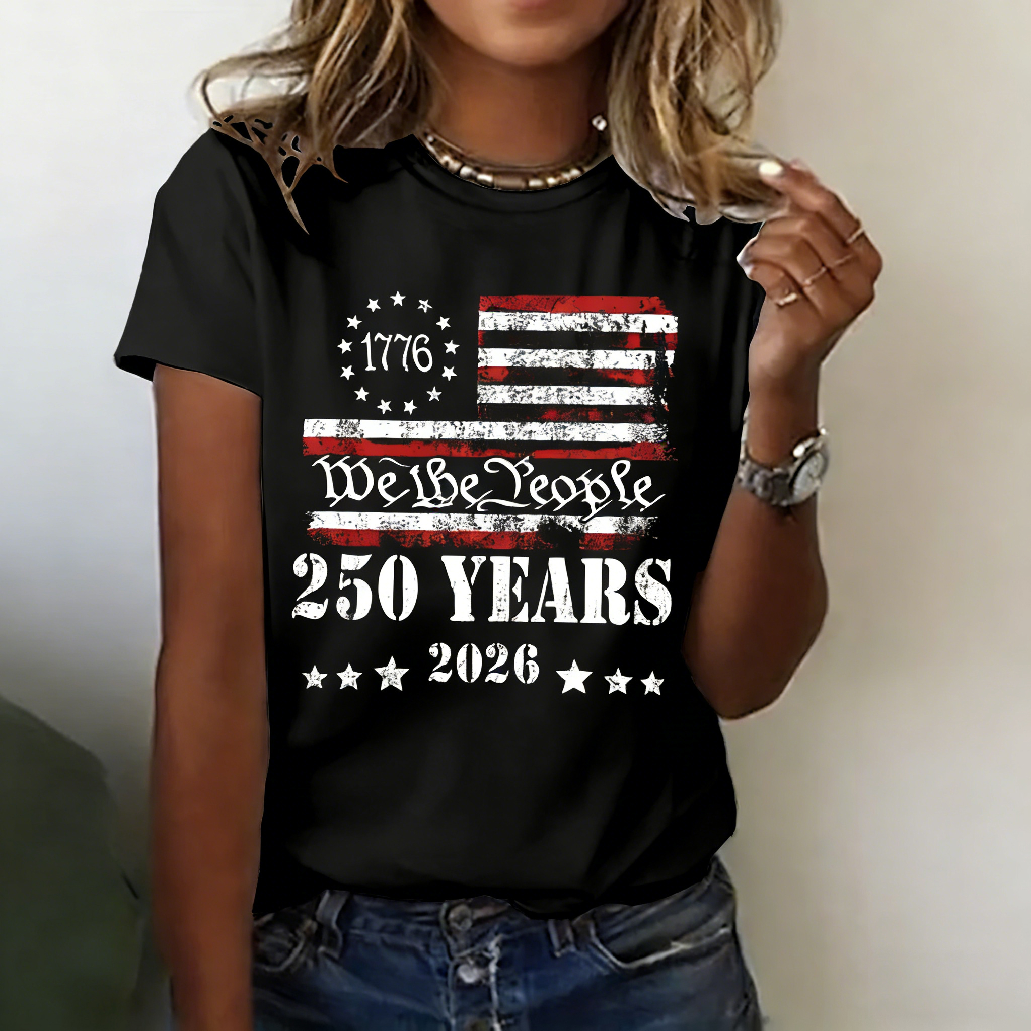 Women's 250th America Anniversary Casual Printed T-Shirt-America250