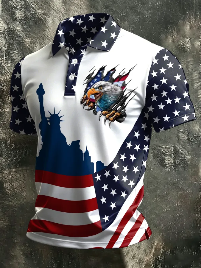 Men's America 250th Anniversary Print Casual Polo Shirt-America250