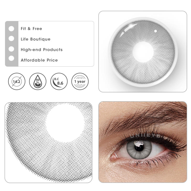 Uniieye Iceberg Grey Prescription Colored Contact Lenses