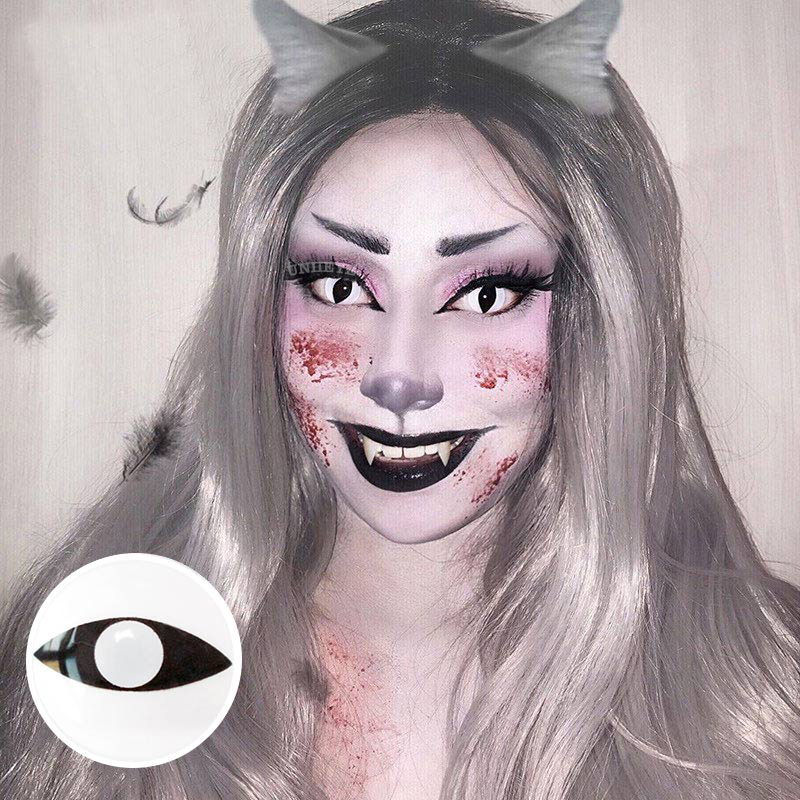 Uniieye White Cat Eye Prescription Cosplay Colored Contact Lenses-UNIIEYE