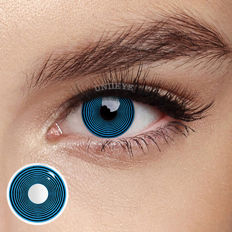 Uniieye Blue Swirl Prescription Cosplay Colored Contact Lenses-UNIIEYE