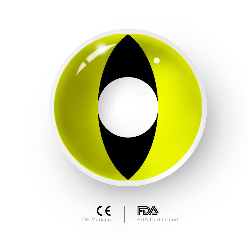 Uniieye Yellow Cat Eyes Prescription Cosplay Colored Contact Lenses-UNIIEYE