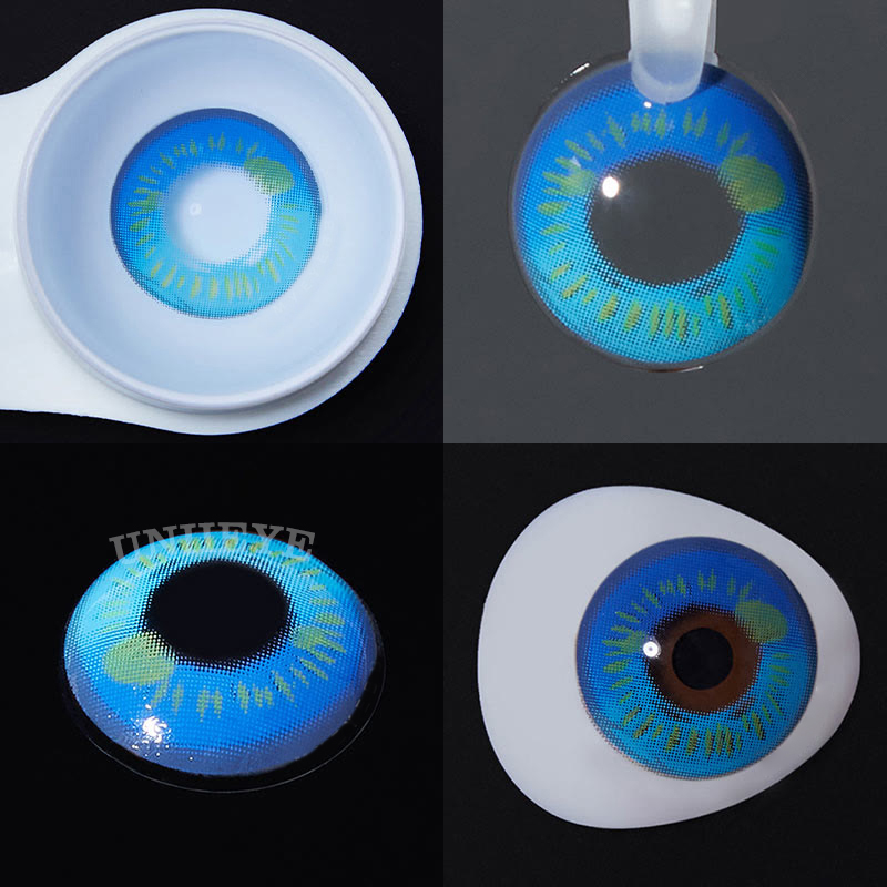 Uniieye Anime Tear Blue Prescription Cosplay Colored Contact Lenses-UNIIEYE