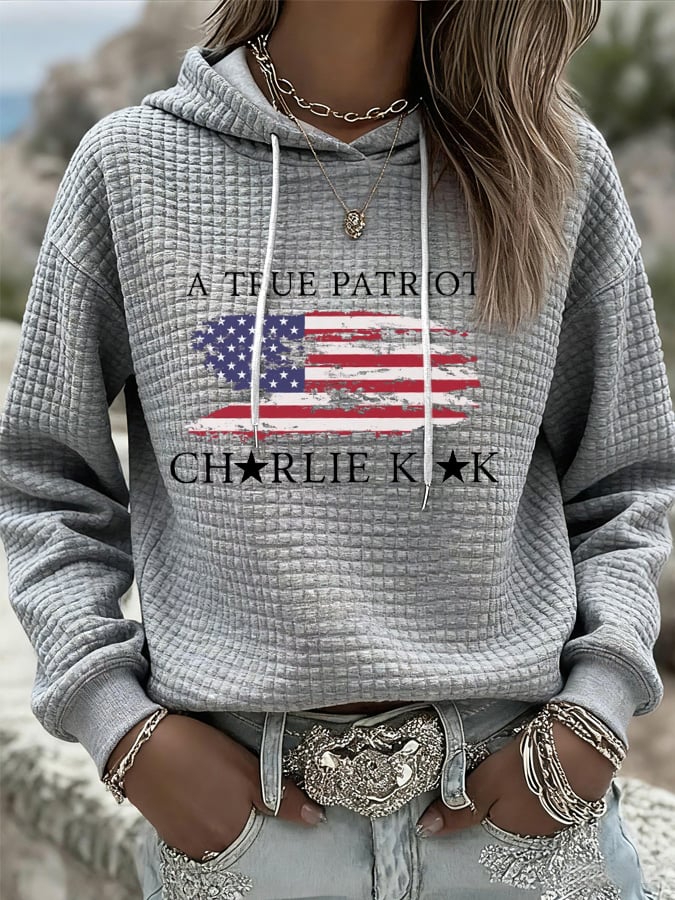 Women's Freedom American Flag Print Casual Hoodie-America250