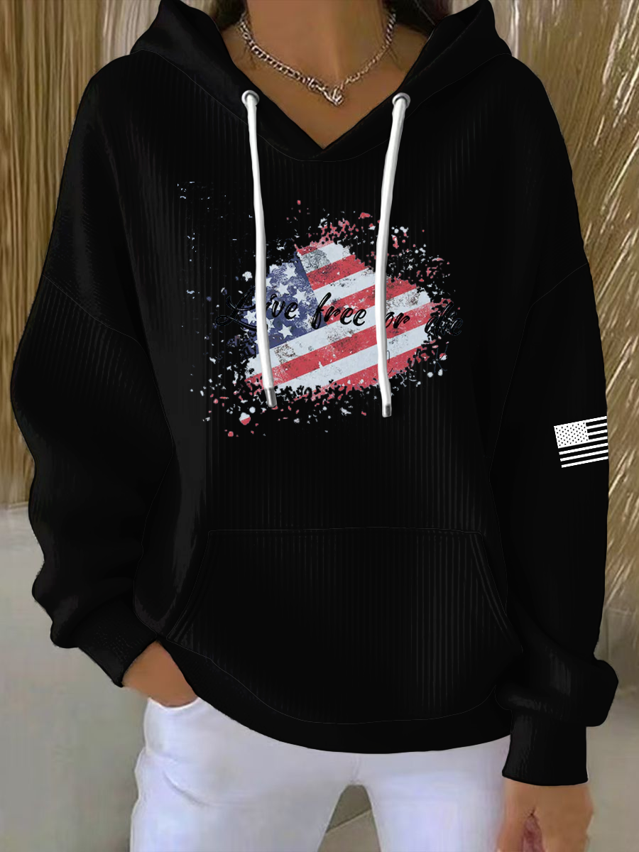 Women's Live Free Or Die Printed Hoodie-America250