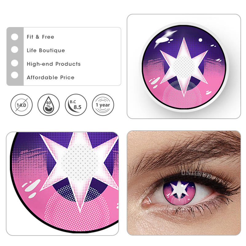 Uniieye Blind Ruby Hoshino Purple Cosplay Colored Contact Lenses-UNIIEYE