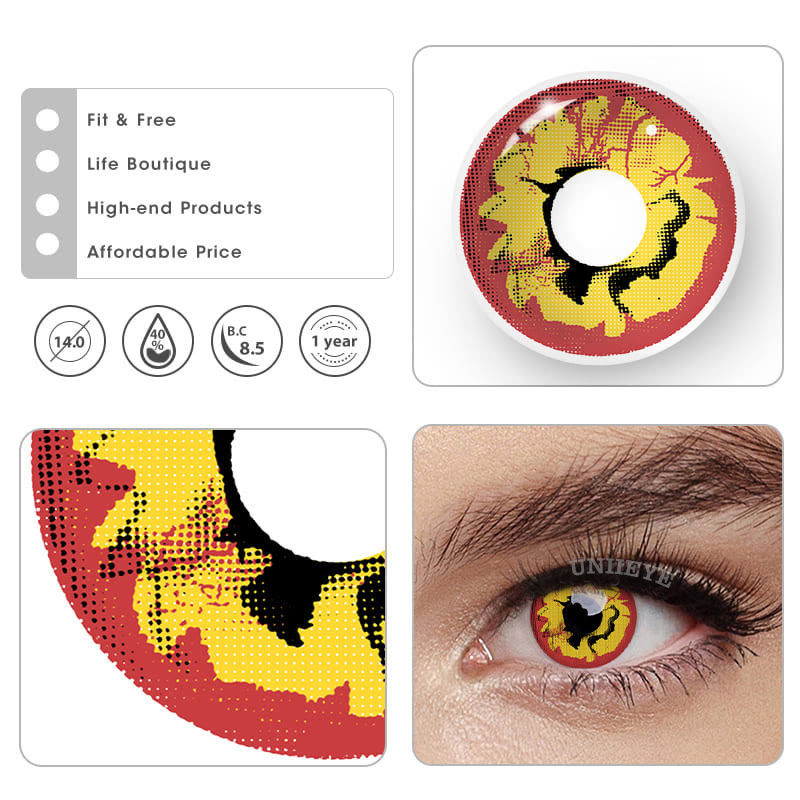 Uniieye Bloom Red Prescription Cosplay Colored Contact Lenses-UNIIEYE