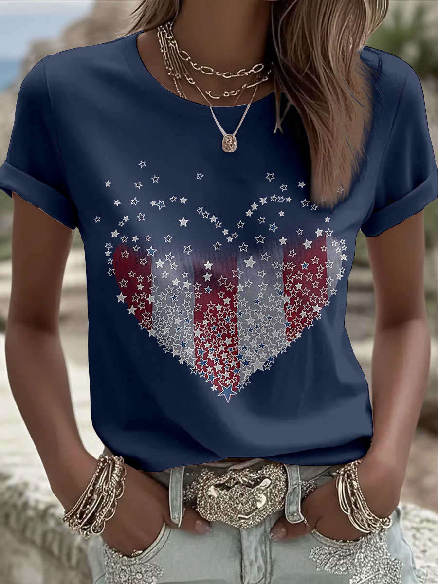 Women's America Heart Flag T-Shirts-America250