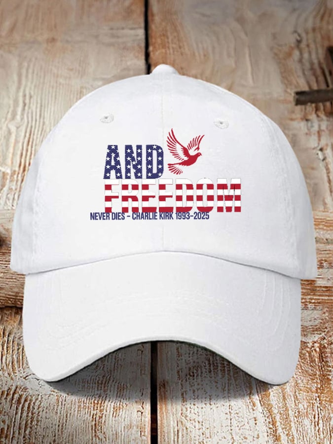 Peace and Freedom American Flag Print Baseball Cap-America250