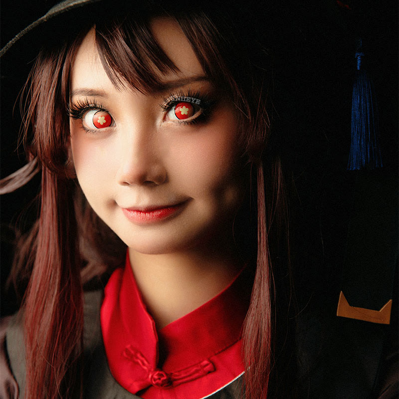 Uniieye Blind Hutao Red Cosplay Colored Contact Lenses-UNIIEYE