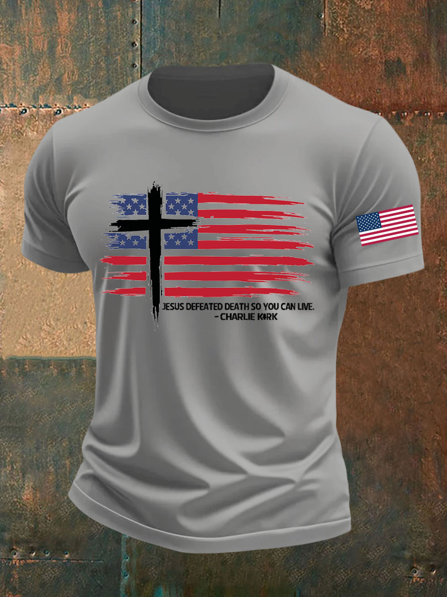 Men's Jesus Defeated Death So You Can Live C.K Printed T-shirt-America250