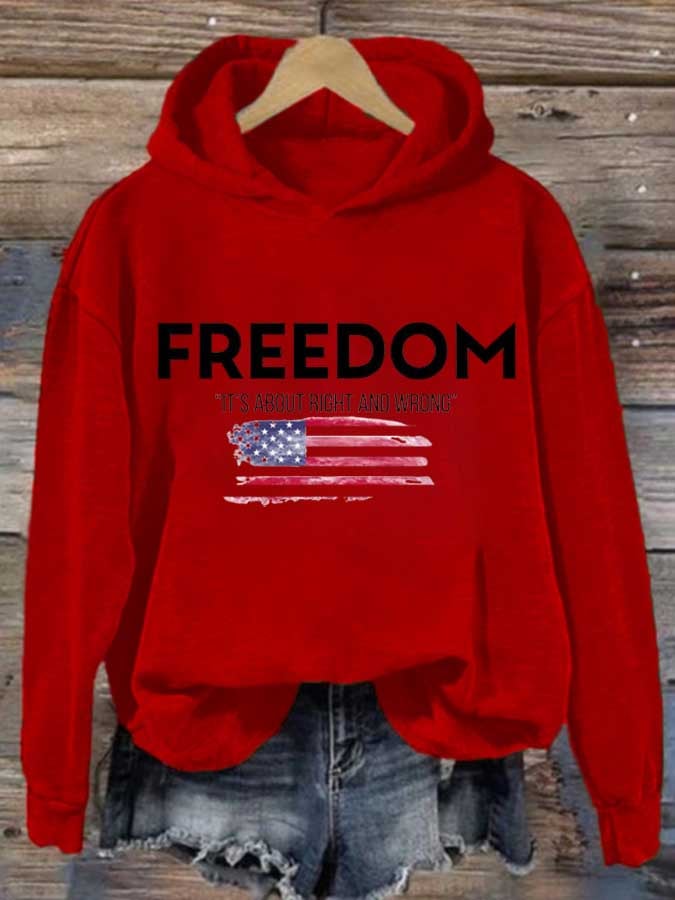 Women's Freedom Print Casual Hoodie Sweatshirt-America250