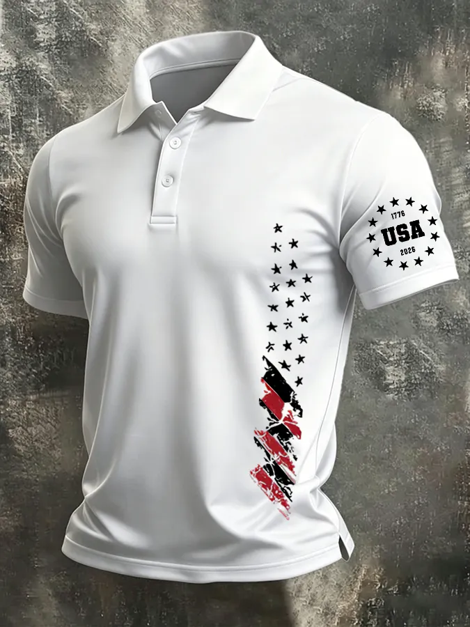 Men's America 250th Anniversary Print Casual Polo Shirt-America250
