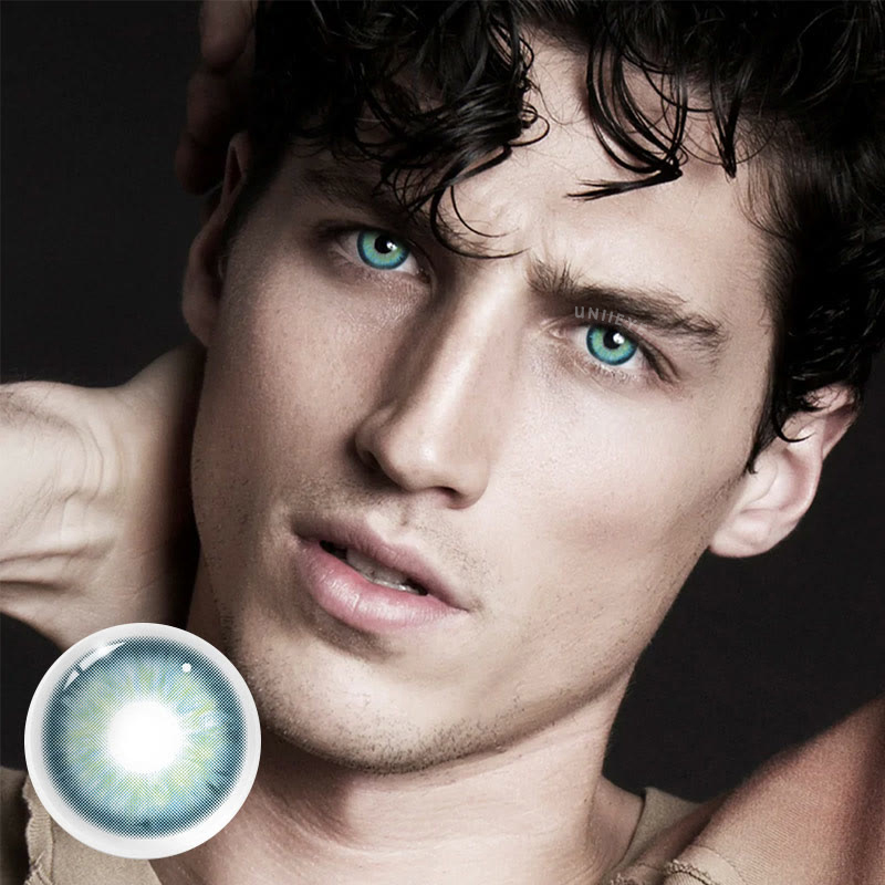 Uniieye Aegean Sea II Blue Prescription Men Colored Contact Lenses