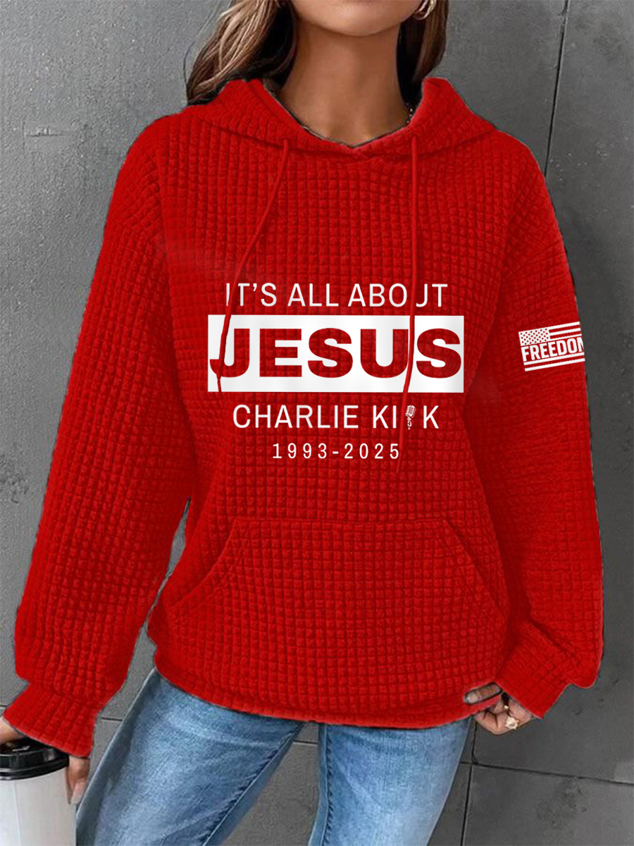 Women's It's All About Jesus R.I.P C.K Waffle Hoodie-America250
