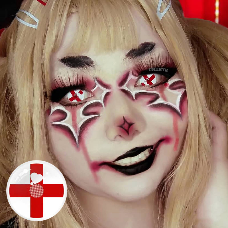 Uniieye Blind Red Cross Cosplay Colored Contact Lenses-UNIIEYE