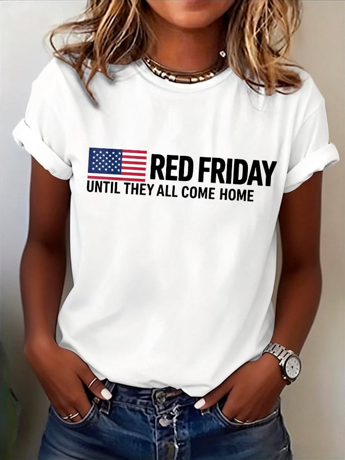 Women's Red Friday Print T-Shirt-America250