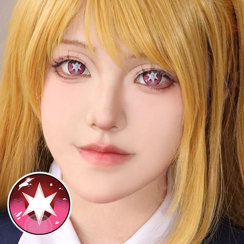 Uniieye Blind Ai Hoshino Red Cosplay Colored Contact Lenses-UNIIEYE