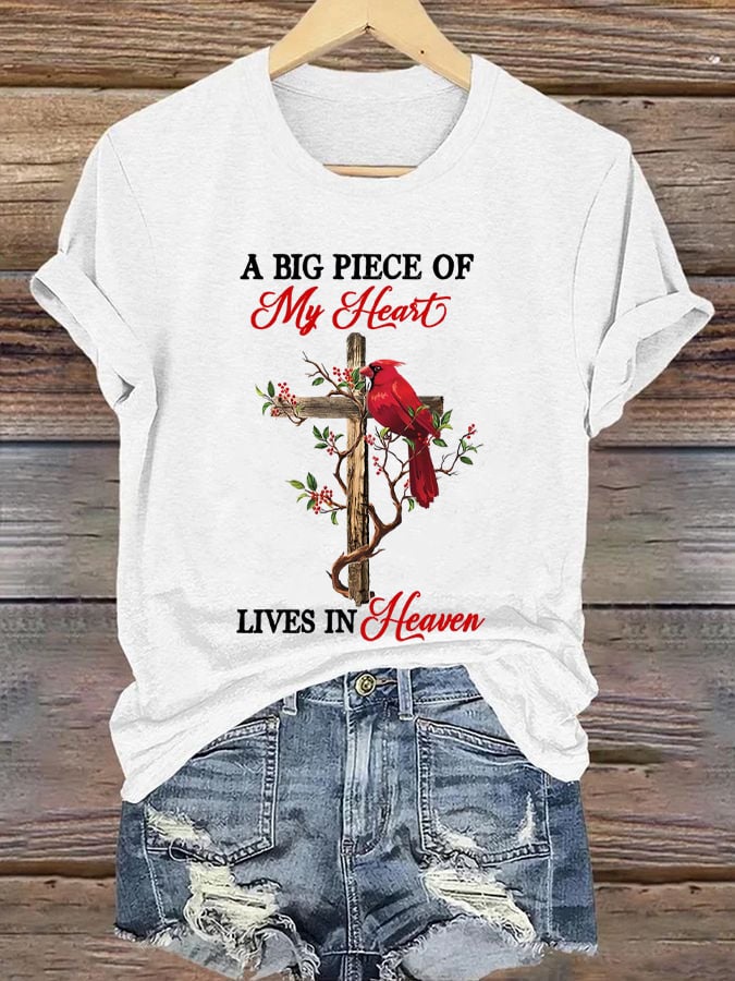 Women's A Big Piece of My Heart Lives in Heaven T-shirt-America250