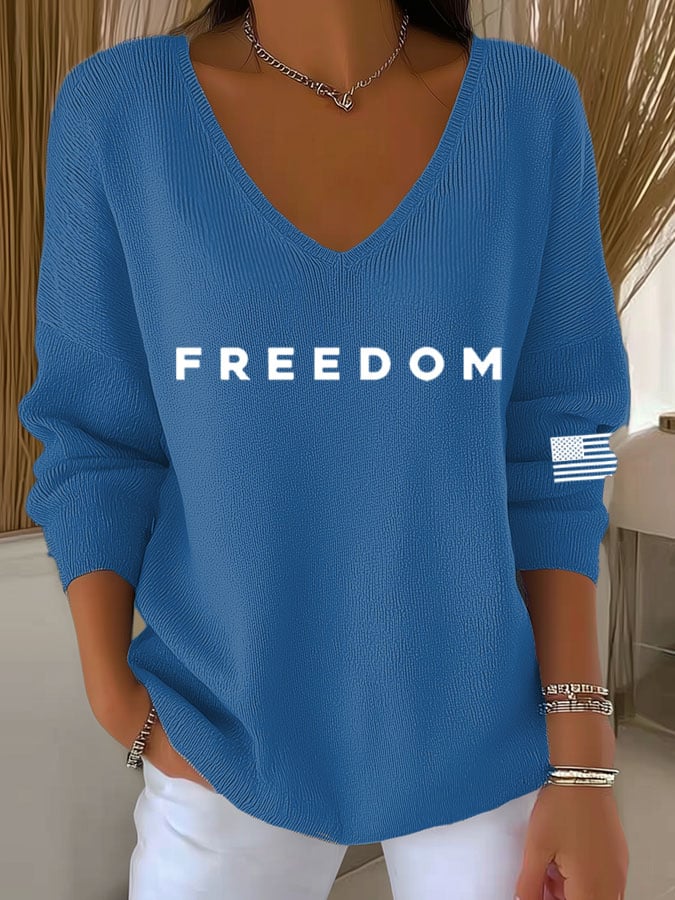 Women's Freedom Print Long Sleeve Top-America250