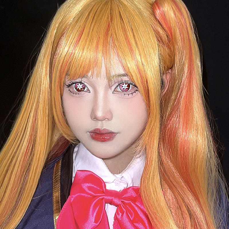 Uniieye Blind Ai Hoshino Red Cosplay Colored Contact Lenses-UNIIEYE
