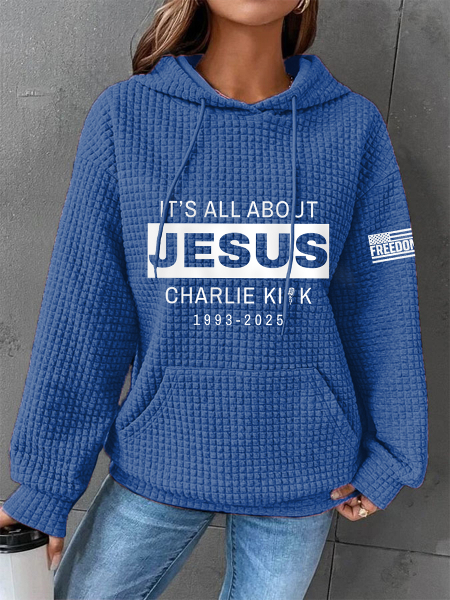 Women's It's All About Jesus R.I.P C.K Waffle Hoodie-America250