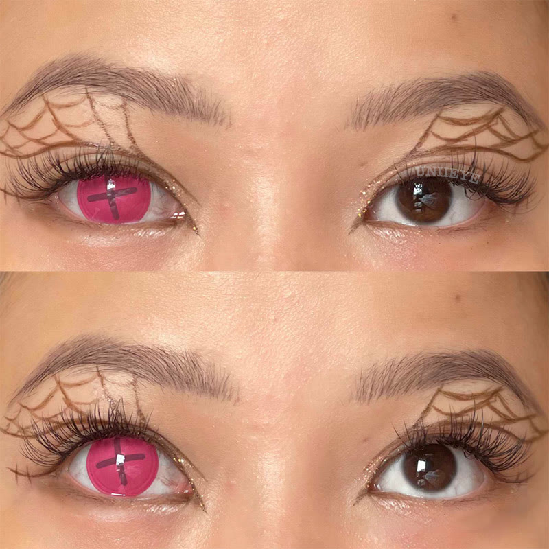 Uniieye Blind Button Eye Pink Cosplay Colored Contact Lenses-UNIIEYE