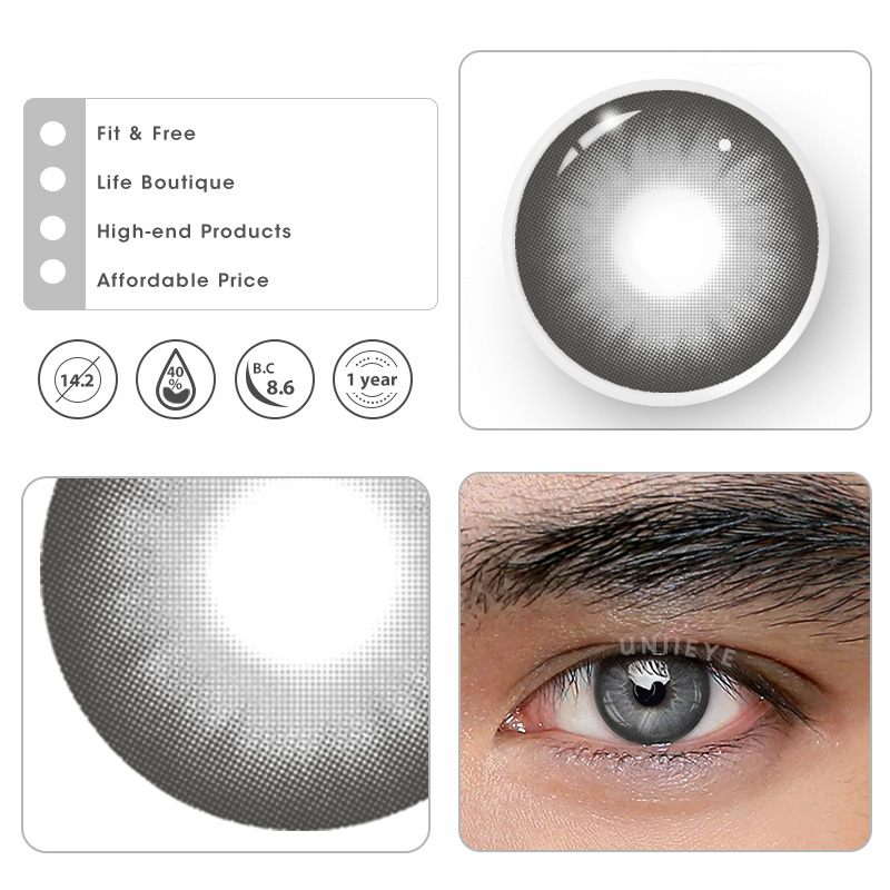 Uniieye Dolly Grey Prescription Men Colored Contact Lenses