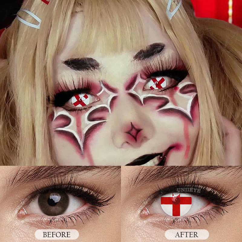Uniieye Blind Red Cross Cosplay Colored Contact Lenses-UNIIEYE