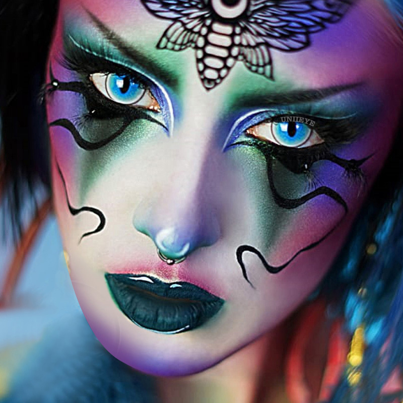 Uniieye Blind Ragdoll Cat Blue Prescription Cosplay Colored Contact Lenses-UNIIEYE