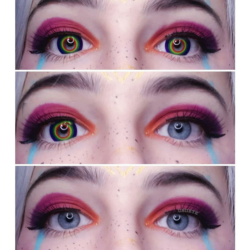 Uniieye Circle Rainbow Prescription Cosplay Colored Contact Lenses-UNIIEYE