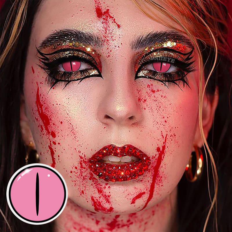 Uniieye Blind Kamado Nezuko Rose Cosplay Colored Contact Lenses-UNIIEYE