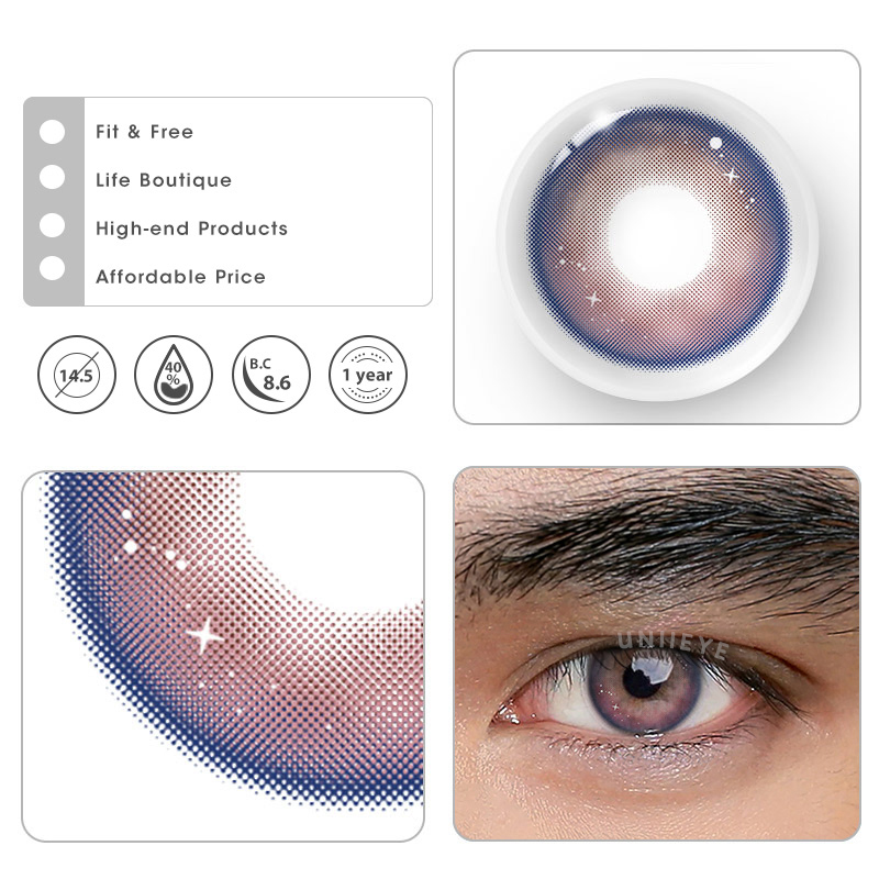 Uniieye Genshin Moon Pink Blue Prescription Men Colored Contact Lenses