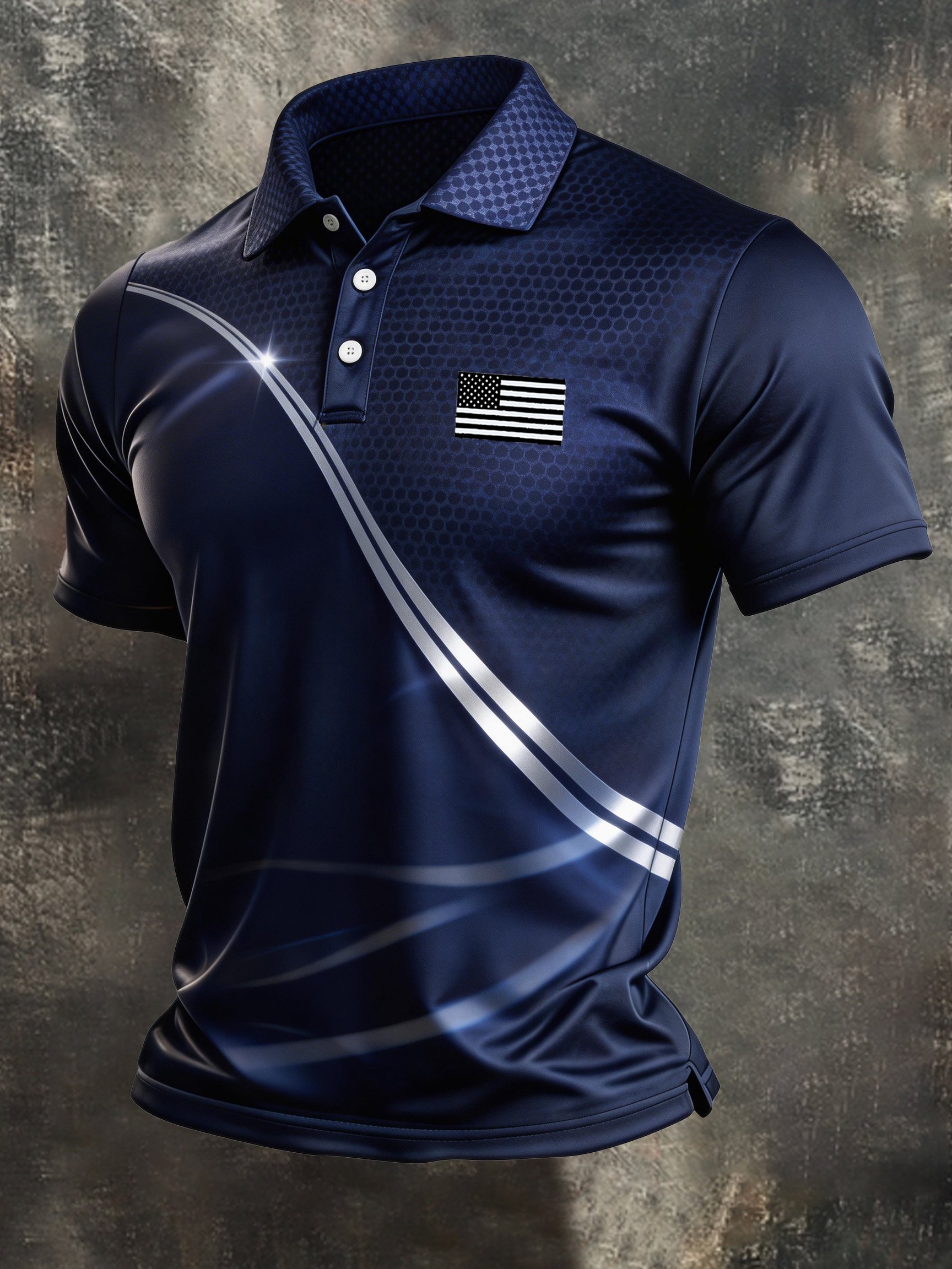 Men's Retro Patriot Color Block Polo Collar Short Sleeve-America250