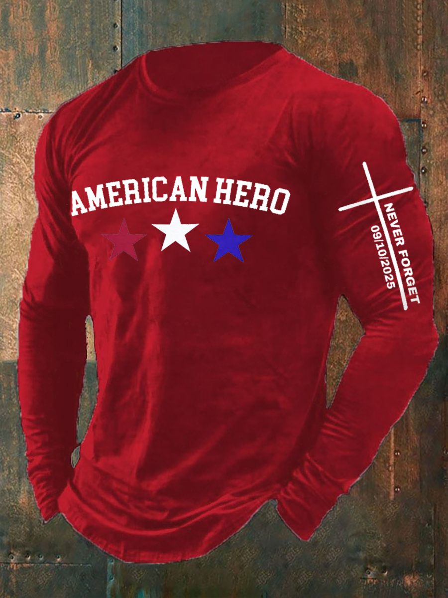 Men's RIP American Hero We Never Forget Long Sleeve T-shirt-America250